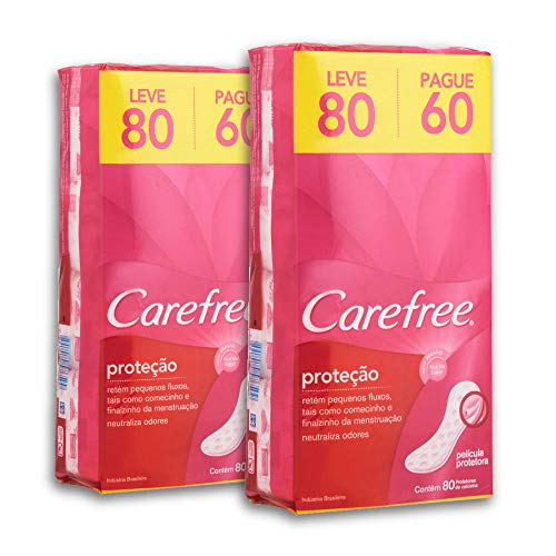 Kit com 2 Protetores Diário CAREFREE Proteção com Perfume Leve 80 Pague 60