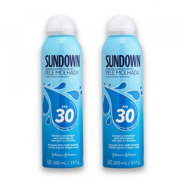 Kit com 2 Protetores Solar SUNDOWN Pele Molhada FPS 30 Spray 200ml - Sundown