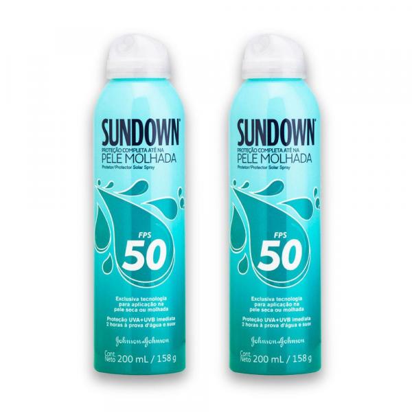 Kit com 2 Protetores Solar SUNDOWN Pele Molhada FPS 50 Spray 200ml - Sundown