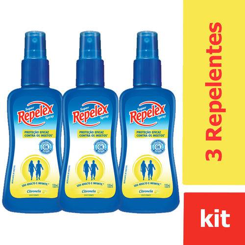 Kit com 3 Repelex Family Care Citronela Repelente Spr 100ml