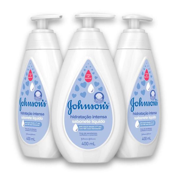 Kit com 3 Sabonetes Líquido JOHNSONS Baby Hidratação Intensa 400ml - Johnson'S