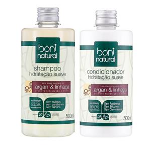 Kit com Shampoo e Condicionador Hidratação Suave Argan e Linhaça