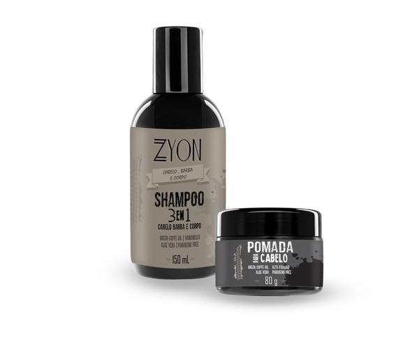 Kit com Shampoo + Pomada Efeito Molhado para o Cabelo - Zyon Cosméticos