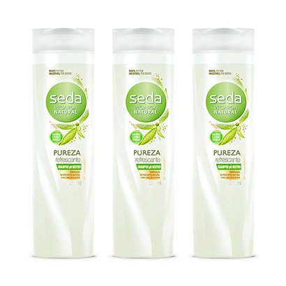Kit com 3 Shampoo Seda Recarga Natural Pureza Refrescante 325ml