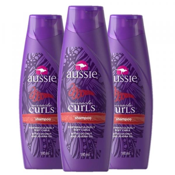 Kit com 3 Shampoos Aussie Miracle Curls 180ml