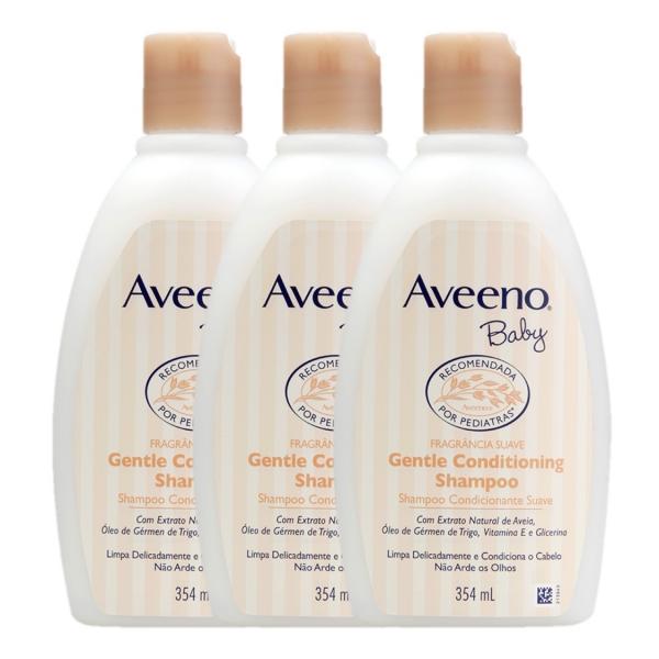 Kit com 3 Shampoos Condicionantes Suave Aveeno Baby 354mL