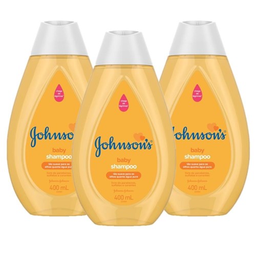 Kit com 3 Shampoos Johnsons Baby Regular 400ml