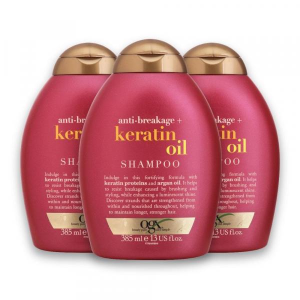 Kit com 3 Shampoos OGX Keratin Oil 385ml