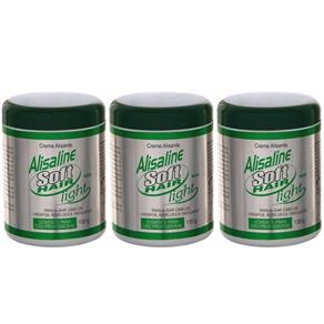 Kit com 3 Softhair Alisaline Creme Alisante Light Verde 130g