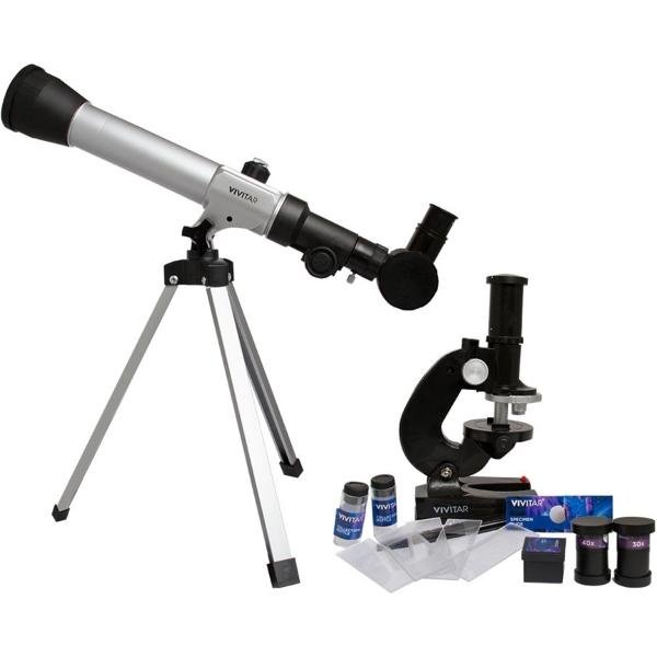 Kit com Telescópio Refletor 40X e Microscópio 600X VIVITAR VIVTELMIC30