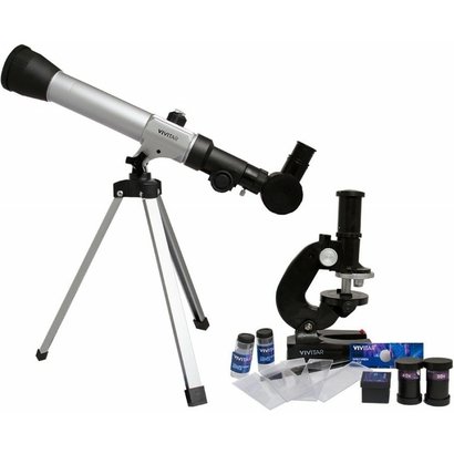 Kit com Telescópio Refletor 40X e Microscópio 600X VIVITAR
