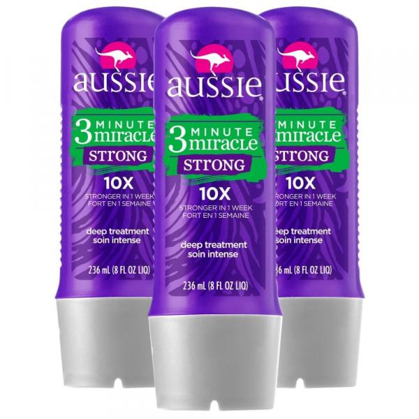 Kit com 3 Tratamento Aussie 3 Minute Miracle Strong 236ml