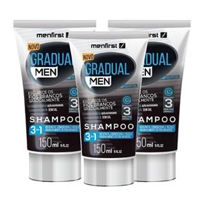 Kit com Três Shampoos que Reduz Cabelos Brancos Gradual Men