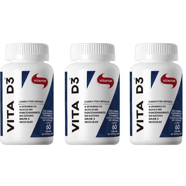 Kit com 3 X Vita D 60 Cápsulas de 500 Mg - Vitafor