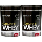 Kit Combo 2x 100% Pure Whey Refil 825g Morango Probiotica