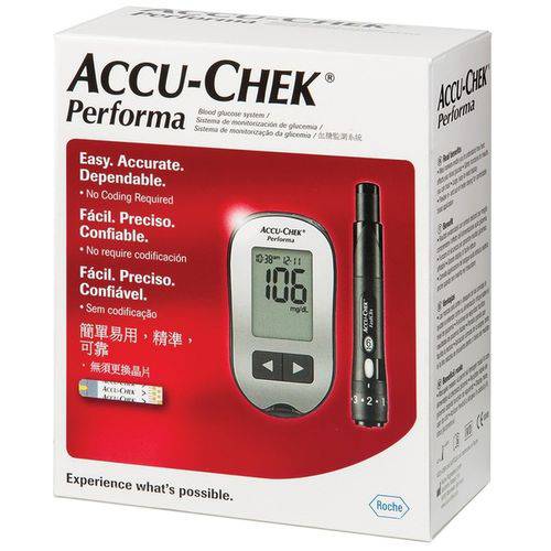 Kit Completo Aparelho Monitor de Glicemia Accu-chek Performa