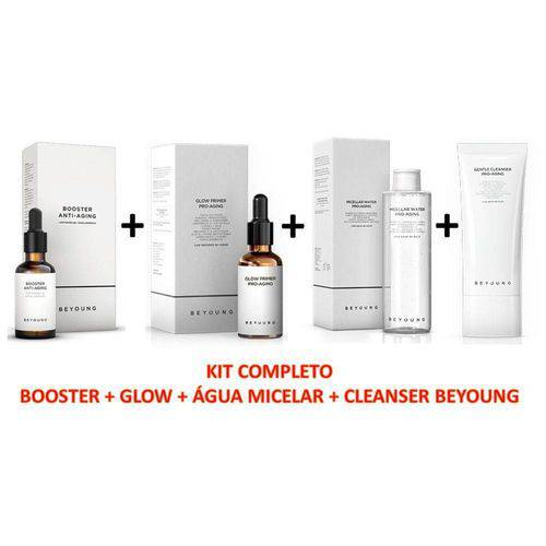 Kit Completo Beyoung Booster+Glow+Água Micelar+Cleanser