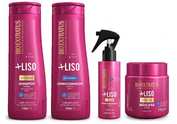 Kit Completo Mais Liso SH + CD 350ml + Máscara 250g + Spray 100ml - Bio Extratus