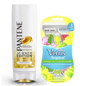 Kit Condicionador Pantene Summer Edition 200ml + Aparelho Gillette Venus Tropical 3 Unidades