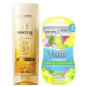 Kit Condicionador Pantene Summer Edition 400ml + Aparelho Gillette Venus Tropical 3 Unidades