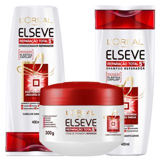 Kit Condicionador + Shampoo + Creme de Tratamento L'Oréal Paris Elseve Reparação Total 5+ Kit