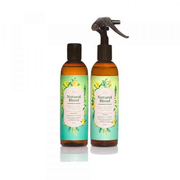 Kit Cosméticos Veganos - 1 Shampoo e 1 Spray Tônico Capilar da Linha Natural Blend - Abela Cosmetics