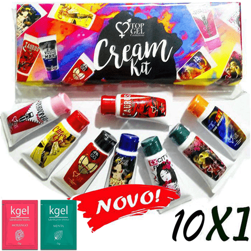 Kit Cream 10 em 1 ( 10 Géis Excitantes Lubrificantes ) - Top Gel