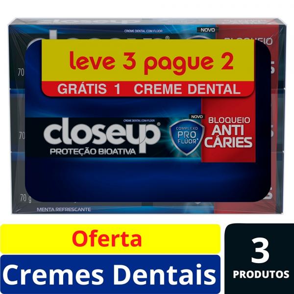 Kit Creme Dental Close Up Proteção Bioativa 70g - 3 Unidades - Close-up