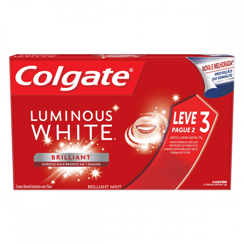 Kit Creme Dental Colgate Luminous White 70g 3 Unidades