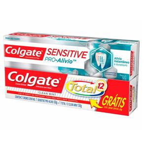 Kit Creme Dental Colgate Sensitive Pro-Alívio 50g + Total 12 Clean Mint 50g