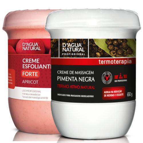 Kit Creme Pimenta Negra 650g + Esfoliante 650g - D Agua Natural