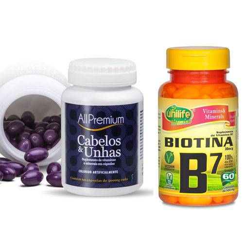 Kit Cresce Cabelo - Cabelos e Unhas All Premium + Biotina