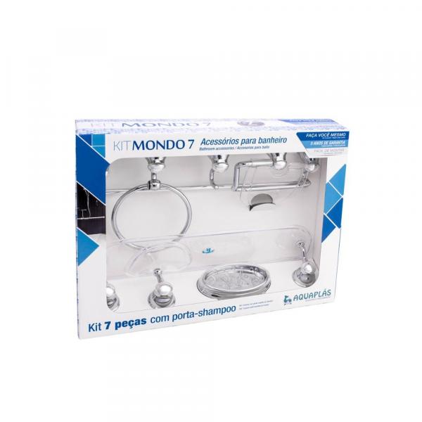 Kit de Acessórios para Banheiro Mondo com 7 Peças Cristal - Aquaplás