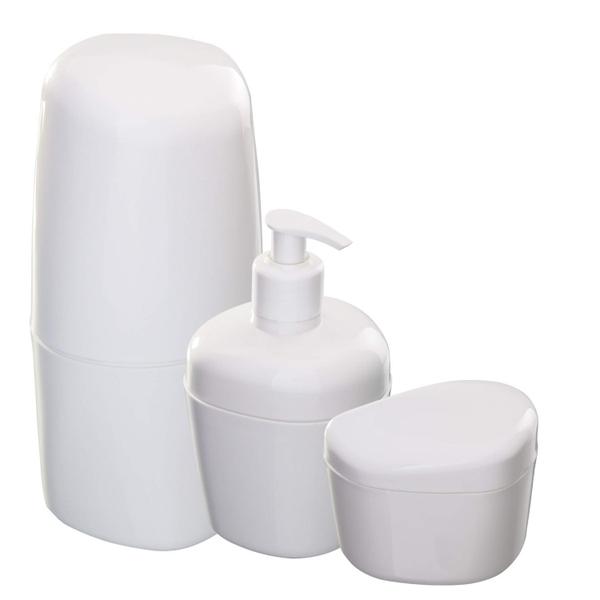 Kit de Banheiro 3 Peças Plástico Astra Branco