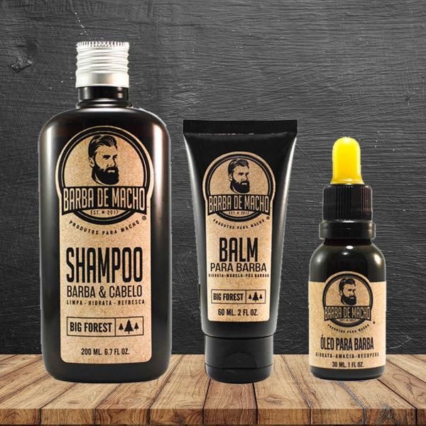Kit de Barba - com Shampoo Balm e Óleo - Ótimos Produtos - Barba de Macho