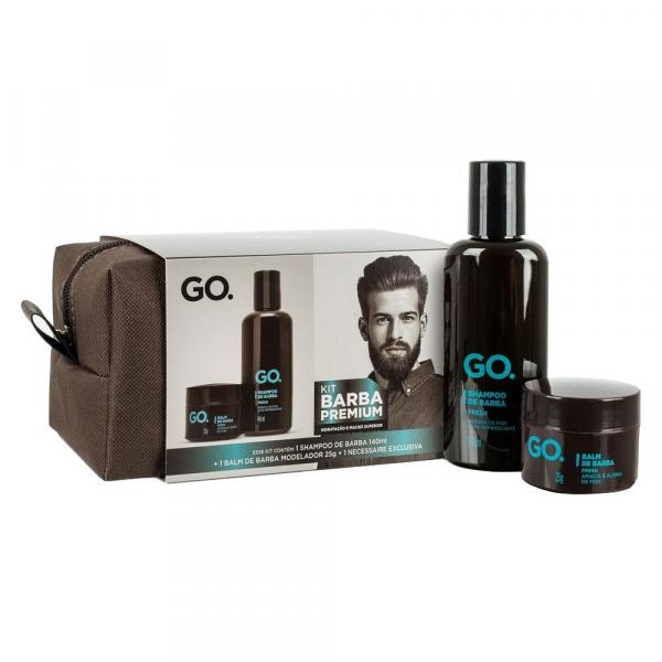 Kit de Barbear GO. Fresh - Shampoo, 140mL + Balm de Barba, 25g + Nécessair - Go Cosmeticos