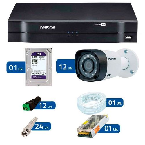Kit de Câmeras de Segurança - DVR Intelbras 16 Ch G2 Tríbrido HDCVI + 12 Câmeras Infra VHD 3120B G2 