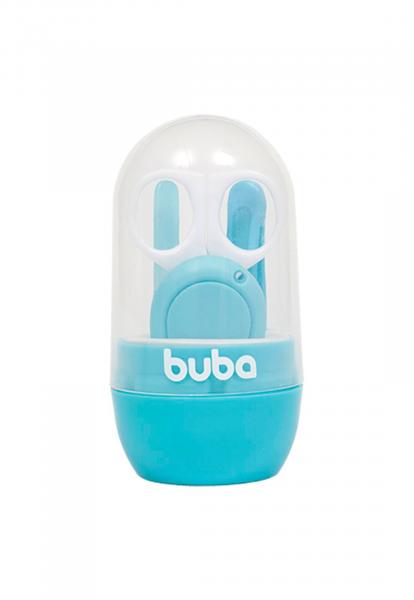 Kit de Cuidados Com 5 Peças Estojo Tesoura Lixa Cortador Pinça Baby Azul - Buba Baby 09801