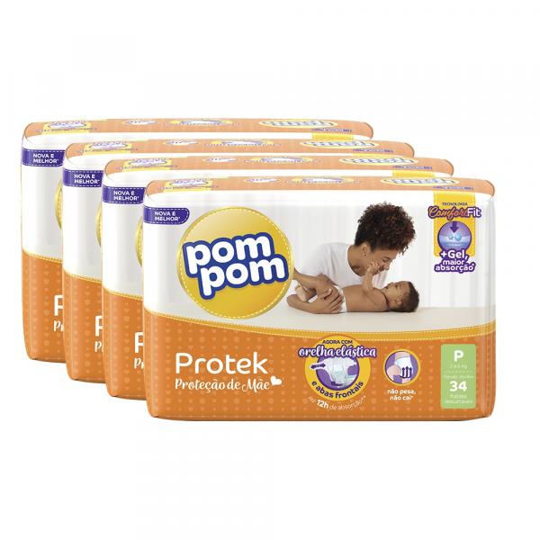 Kit de Fraldas Pom Pom Protek Proteção de Mãe Jumbo G 104 UN