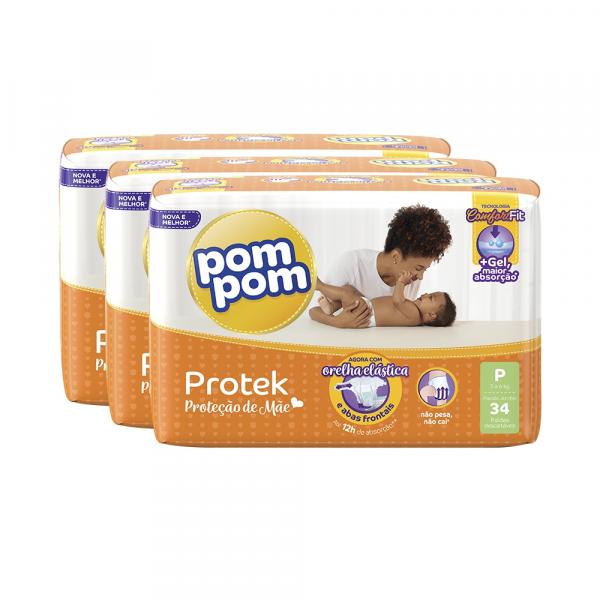 Kit de Fraldas Pom Pom Protek Proteção de Mãe Jumbo G 78 UN