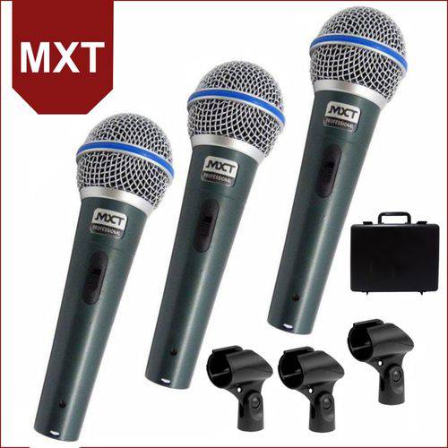 Kit de 3 Microfones de Mão Dinâmico MXT BTM-58A