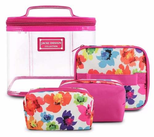 Kit de Necessaire com 4 Peças Jacki Design Rosa Pink Floral