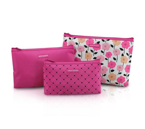 Kit de Necessaire de 3 Peças Pink Lover Rosa - Jacki Design - Jacki Desing