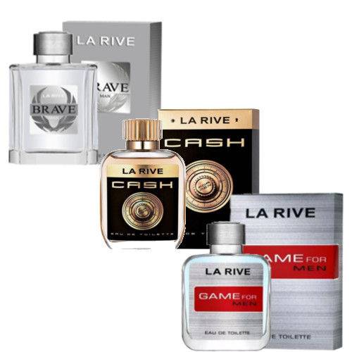 Kit de 3 Perfumes Cash M, Brave, Game La Rive Masculino