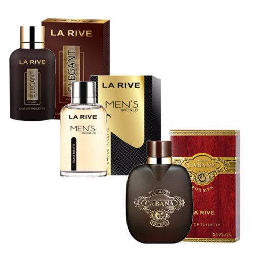 Kit de 3 Perfumes Elegant, Mens World, Cabana La Rive Masc