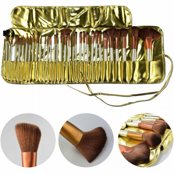 Kit de 32 Pincéis para Maquiagem Profissional com Estojo Dourado CBRN10455 - Commerce Brasil