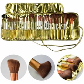 Kit de 32 Pincéis para Maquiagem Profissional com Estojo Dourado CBRN10455