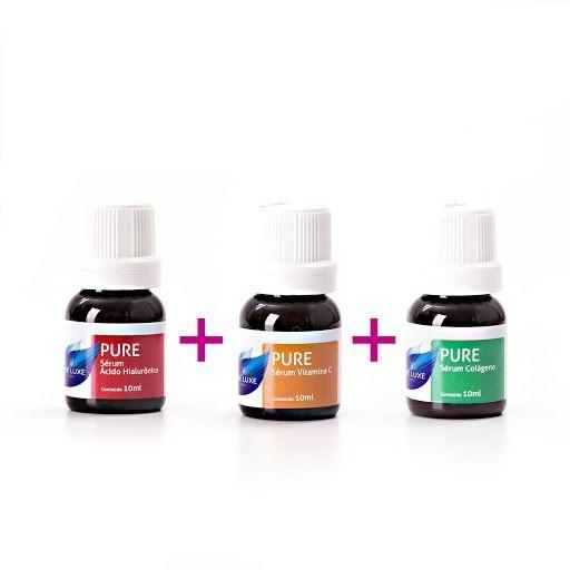 Kit de Seruns P/ Dermaroller (Vitamina C Pura + Acido Hialurônico + Colágeno) - Vie Luxe