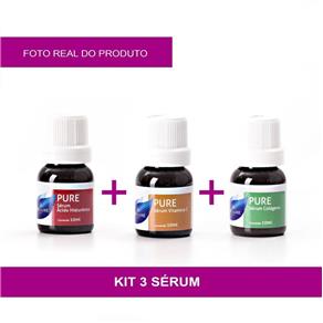 Kit de Seruns P/ Dermaroller (Vitamina C Pura + Acido Hialurônico + Colágeno)