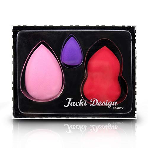 Kit de Três Esponjas Gota para Base ou Blush Cremoso Maquiagem Jacki Design Rosa